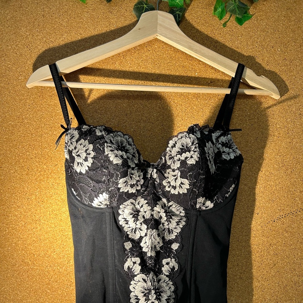 Vintage Style Black & Silver Lingerie Corset Top